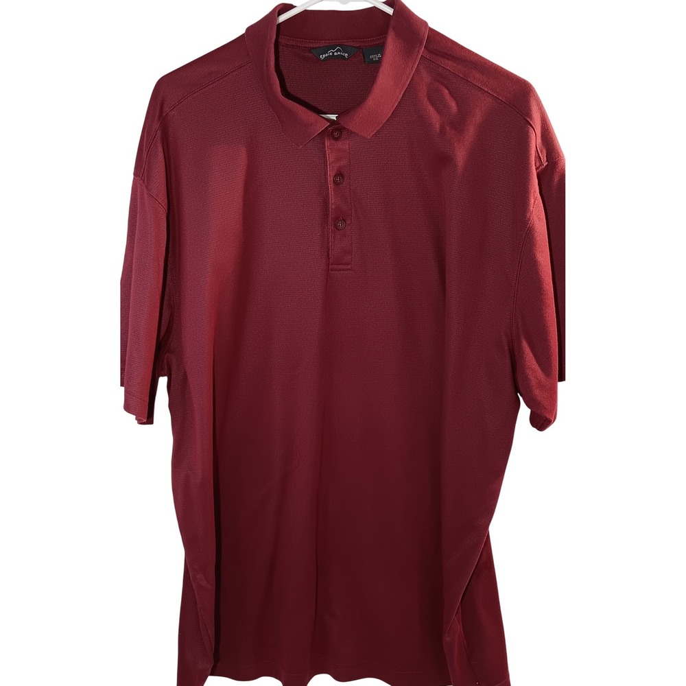 Eddie Bauer Mens 2XL Polo Shirt Short Sleeve Moisture Wicking Burgundy Casual